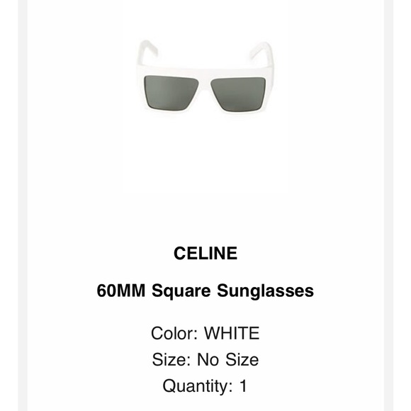 Celine 60mm white sunglasses. Worn once - Picture 7 of 7